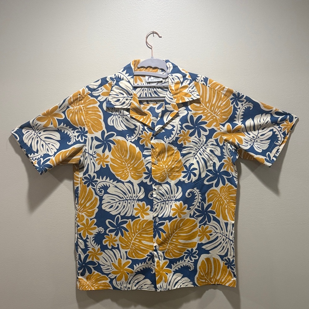 Tropical Blue and Yellow Men's Shirt